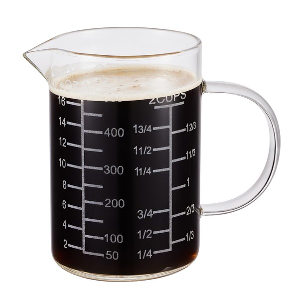 Etched Graduated Glass Measuring Cup - [Insulated Handle | V-Shaped