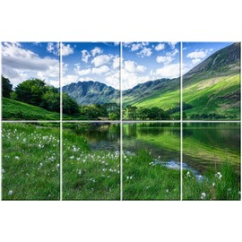 HIRESC 8 Pack Art Acoustic Panels Soundproof Wall Foam, 48X32 Inches Sound Absorbing Panels, Decorative Sound Blocker, Acoustic Treatment for Recording Studio, Adhesive Included, Green Landscape