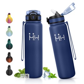 JAPORIA Borraccia 1L, Bottiglia Acqua con Cannuccia, Borraccia in Acciaio Inox, senza BPA, A Prova di Perdite, Bottiglia Acqua per Outdoor, Yoga, Palestra, Viaggi