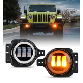 Xprite Ultra 300% Bright 60W LED Fog Lights w/DRL Compatible with 2018-2025 Jeep Wrangler JL JLU & 2020+ Gladiator JT, DOT, 6500K, Plug N Play, Front Bumper Fog Lamp with 2 Mounting Brackets, Amber