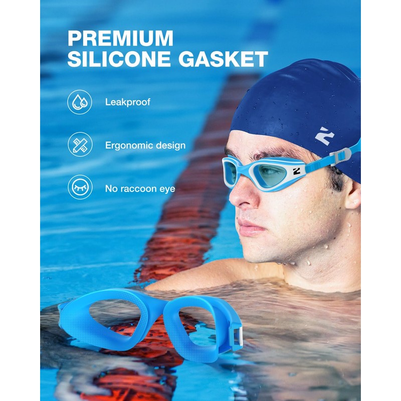 ZIONOR G1 Lite Swim Goggles with Swim Cap Comfortable Anti-fog