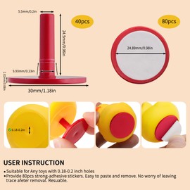 YIBEICO 40pcs Duck Plug, Rubber Duck Mount, Flock Locker Rubber Duck Holder Dashboard for Jeep Dash & Fixed Display, Gift for Jeep Lover, (Rubber Duck Excluded) Double-Sided Stickers Included (Red)