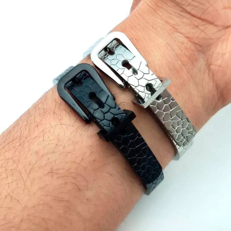 Pulsera Brazalete Cinturon Acero Inoxidable Elegante Unisex