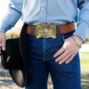 KorhLeoh Mens Western Cowboy Leather Belt - Classic Longhorn Bull