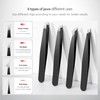 Derlaier Tweezers Set, High Precision Stainless Steel Eyebrow Tweezers for