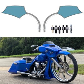 8mm/10mm Silver Motorcycle Rear View Side Mirrors Compatible With Cruiser Chopper Sportster Dyna Softail Street Bike Scooter Dirt Bike and More