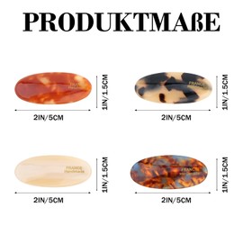 PRUADEOR 4 Stück Haarklammern Haarspangen Damen Französische Handmade Haarspangen Set Oval Haarklammer Haarspange für Frauen