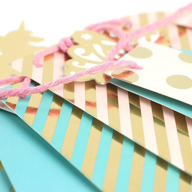 – Durable Happy Birthday Garland Pink & Mint Girl Birthday