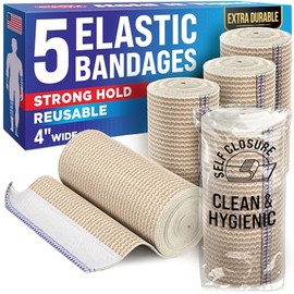 Mighty-X- Vendaje elástico premium - 10 cm (paquete de 5) - Compresión fuerte - Vendajes reutilizables autocerrables para piernas y brazos - Vendaje p