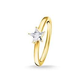 Thomas Sabo TR2270-414-14-52 Women's Ring Sparkling Star Gold 925 Sterling Silver Yellow Gold Plated, Sterling Silver, Cubic Zirconia