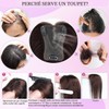 Unipearl Toppers per capelli da donna, capelli veri, marroni, con