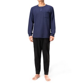 DAVID ARCHY Men's Polar Fleece Pajamas Set Henley Collar Warm Sleepwear Comfy Soft Loungewear Pajama for Men