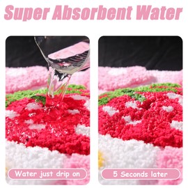 Pink Soft Cute Strawberry Flower Bath Mats for Bathroom,Super Absorbent Non Slip Bath Carpet,Machine Washable Plush Flower Decor Bath Rug for Shower,Bathtub(17.72" X 25.6")