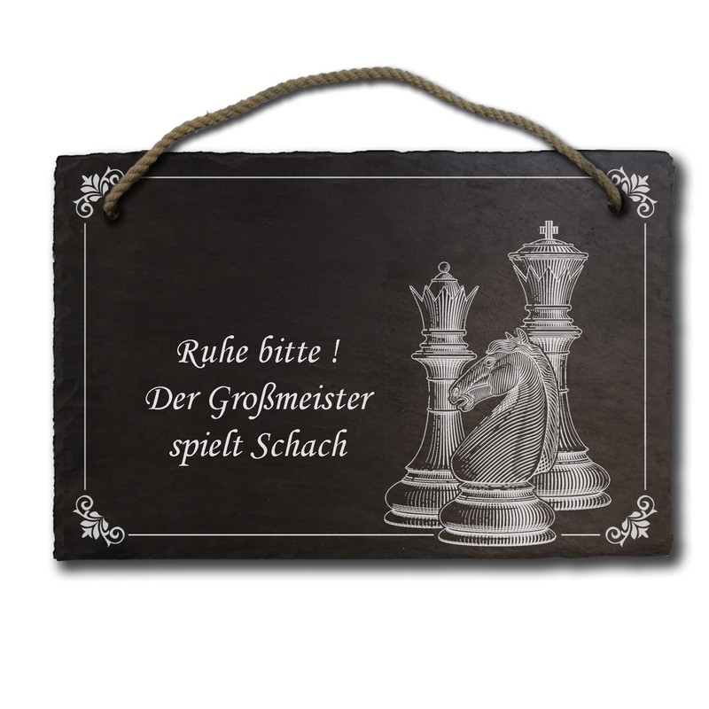 elprinted slate board chess approx. 20 x 30 cm Engraved