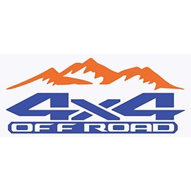 2 x Orange & Blue 4x4 Off Road Mountains Bedside Vinyl Decals Fits New Dodge Ram 1500 2500 3500 Power Wagon