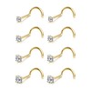 LOYALLOOK 8PCS Gold Nose Rings: Titanium Screw Nose Studs, 1.5mm-3mm,