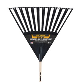 True Temper 2914912 Clog Free Poly Leaf Rake with 48 in. Hardwood Handle with Cushion Grip, 24 Inch, Brown