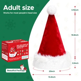 COMYCLE DIY Led Light Up Santa Hat Adult Red Plush Funny Christmas Hat For Adults or Kids -One Pieces Adult