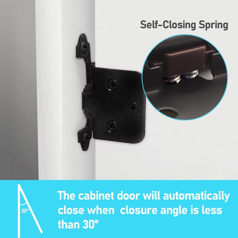 30 Pack 15 Pairs Black 1/2 inch Overlay Cabinet Doors