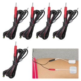 5Pack Lead Wires for TENS Machines Flexible Electrode Cables with 2mm Pin Connectors Compatible with TENS EMS Units, Electrotherapy Accessories, 1.2m Length