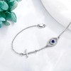DAYLINLOVE Evil Eye Bracelet 925 Sterling Silver Cross Bracelet Blue