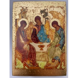The Trinity by Rublev Christian Icon (4.5" x 5.5" Gold Leaf Satin)