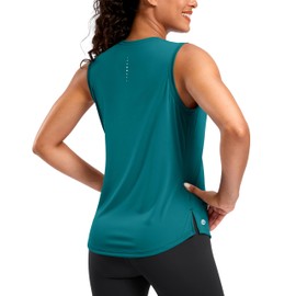 G Gradual Women's Sleeveless Workout Tops Lightweight High Neck Tennis Yoga Shirts Running Athletic Tank Tops for Women(Teal,S)
