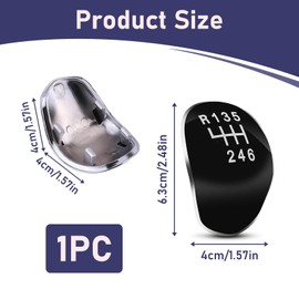 Xatgiouy Shift Knob Cap for Ford, ABS Gear Knob Cover, 6-Speed Gear Stick Cover for Fiesta, Focus, C-Max, S-Max, Galaxy, Kuga - Black ABS Plastic Shift Cap, Universal Fit for Most Ford Models