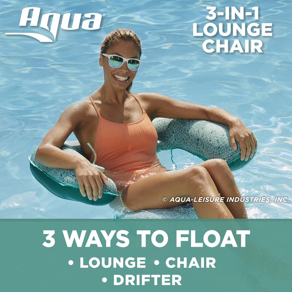 Aqua Mosaic 3-in-1 Pool Chair Lounge, Inflatable Pool Float, Multi-Purpose Pool Chair (Lounge, Drifter, Chair), Green Mosaic