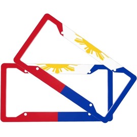 Flag of Philippines License Plate Frame - 2Pcs Quality Aluminum License Plate Cover Metal Flag License Plate for Women and Men 4 Hole Auto Car Tag with Screws