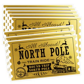 Christmas Gold Foil Believe Train Ticket Stickers Golden North Pole Train Stickers 25Pcs Adhesive Stamp Stickers for Christmas Day Party Kids Supplies