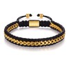 WP WEPICK Mens Bracelet Leather 18K Gold Plated Braided Cuff