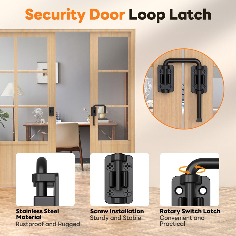 SecureLatch Sliding Door Loop Lock, 2.36 Inch Stainless Steel Patio
