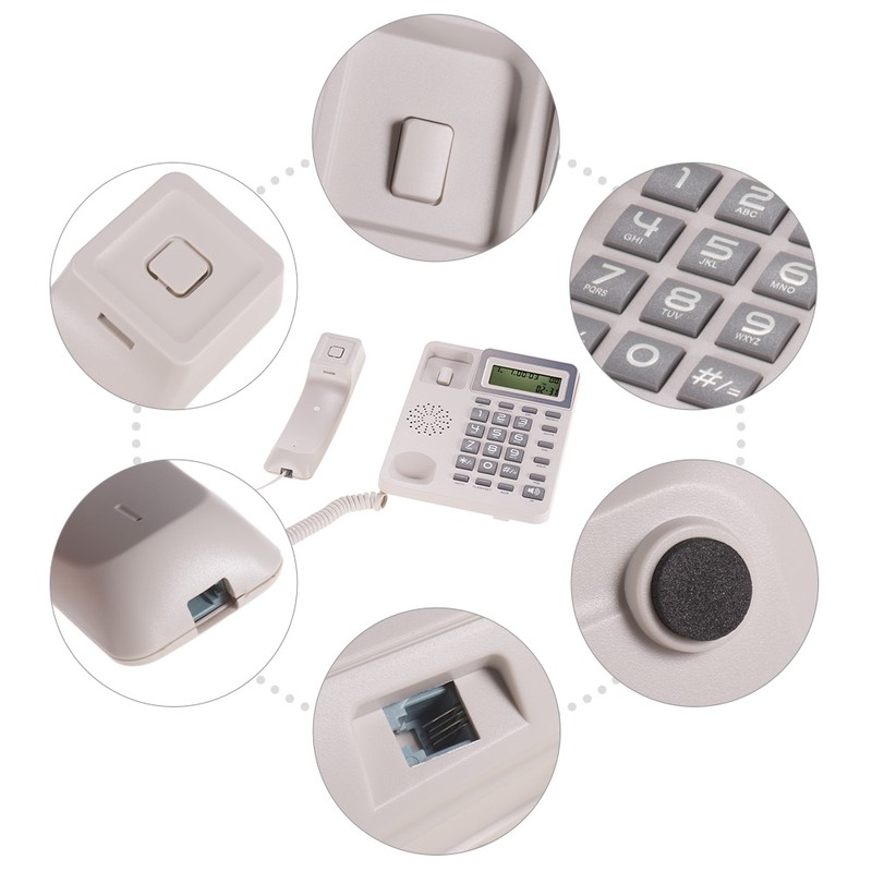 Desktop Corded Landline Phone Fixed Telephone with LCD Display Mute/