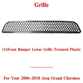 US AUTO PARTS PLUS New Front Bumper Lower Grille Textured Plastic Direct Replacement For Jeep Grand Cherokee 2006-2010 5030066AC CH1201107