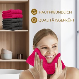 Lashuma Washcloth Set Anthracite Red London Cotton Guest Towels 30 x 30 cm