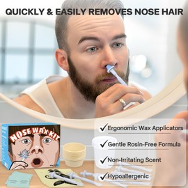 Zilure Nose Wax Kit - Men & Women, Safe & Quick Painless Nose Waxing With 30 Applicators & 12 Mustache Guards, 15-20 Times Usage