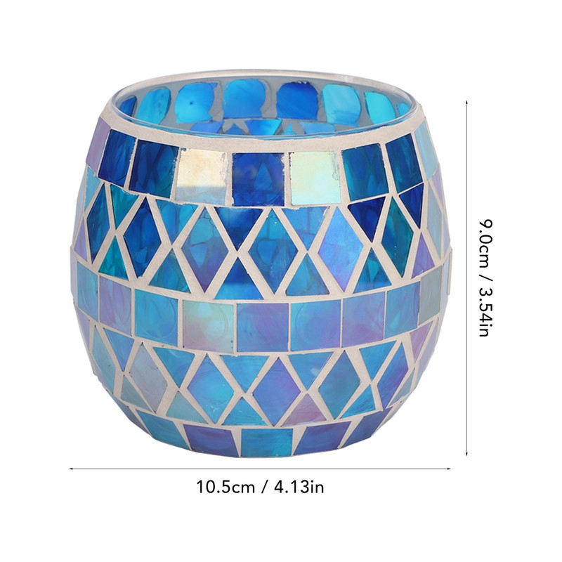 Purple Blue Mosaic Glass Candle Holder Romantic DIY Scented Candle