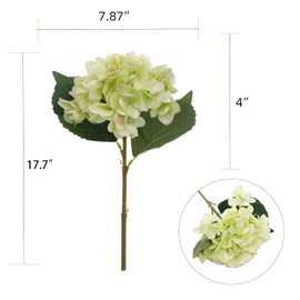 Kimura's Cabin 6pcs Green Silk Hydrangea Flowers Bouquets Faux Hydrangea Stems for Home Wedding Party Table Core Decoration (Light Green)