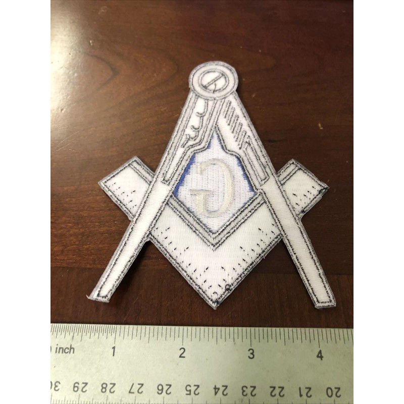 Masons Masonic Silver Blue Iron on Patch 4” Motorcycle -