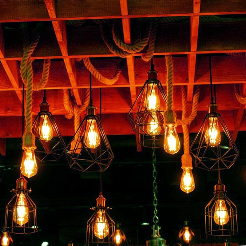 COZZY Vintage Ceiling pendant light fitting, Brown Twisted Braided Flex,E27