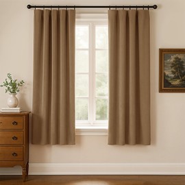 Uqocnh Velvet Curtains 63 Inches Long, Thermal Insulated Gold Brown Blackout Curtains for Living Room Bedroom Curtain Set Rod Pocket Back Tab Room Darkening Drapes, 2 Panel Gold