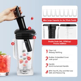3HP 2200W Heavy Duty Household Grade Blender Mixer Juicer Countertop Smoothie Blender Commercial Blender Mixer Juicer 110V Professional Smoothie Maker For Making All Kinds Of Drinks (Red)