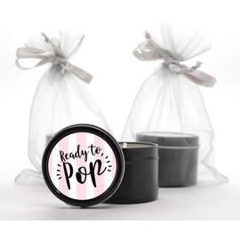 Stripe Ready to Pop Stickers | 48 Stickers | Ready To Pop Baby Shower Stickers for Popcorn | 1.67 Inches | Ready to Pop Stickers for Boy and Girl (Pink)