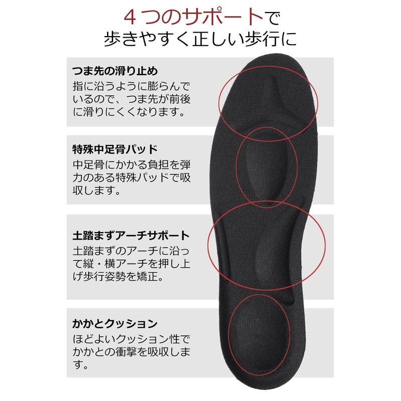 Insole, Insole, Arch Support, "Moderate Cushioning Provides Absorbing Impact" [Emrina]