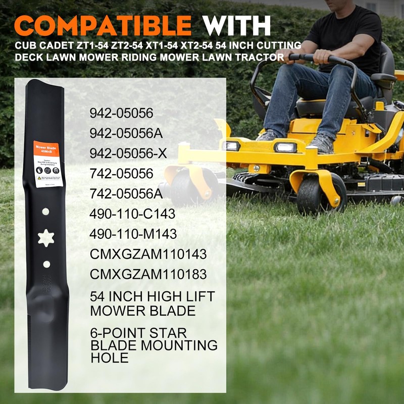 Hipa ZT1 54 Blades Replace 942-05056 942-05056-X High Lift Mower
