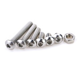 WINGONEER 230Pcs M2 304 Stainless Steel Allen Hex Drive Button Head Socket Cap Bolts Screws Nuts Assortment Kit (M2)
