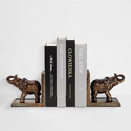 Book Ends to Hold Books Heavy Duty, Upgraded Elephant Bookends Decorative, Book Ends for Shelves Home Decoration