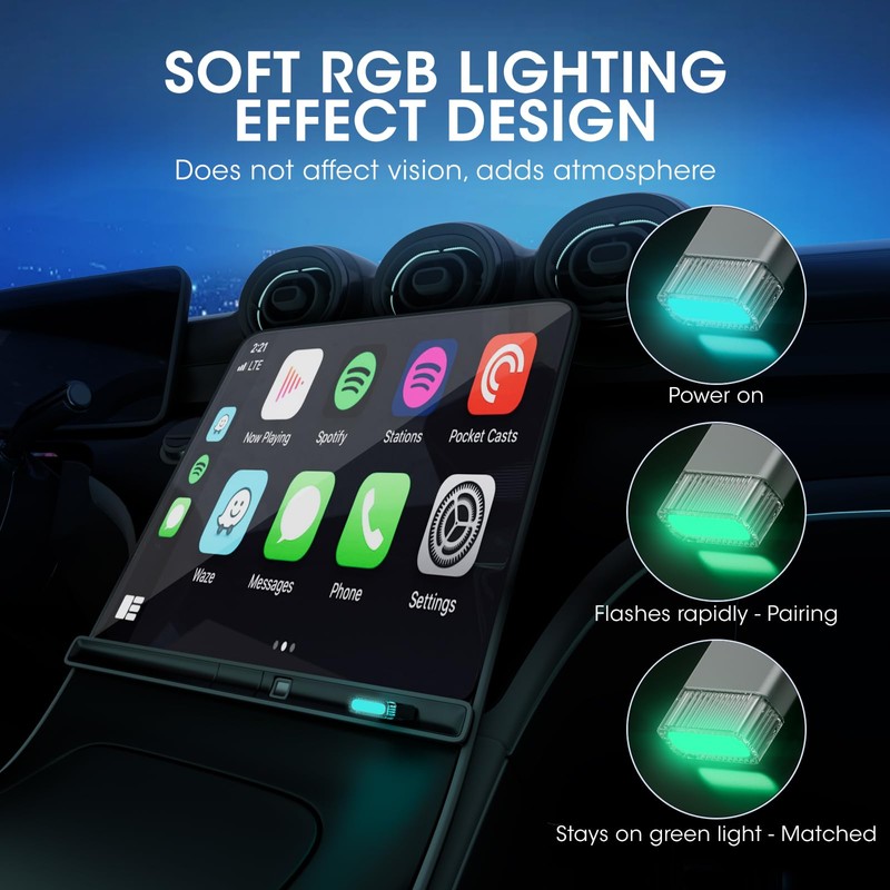 Mini Wireless Carplay Adapter for Apple iPhone,Plug and Play Easy
