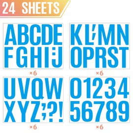 24 Sheets Letter Stickers Bulletin Board Letters Large 4 Inch Vinyl Alphabet Stickers Big ABC Numbers Peel and Stick for Poster Board Classroom Mailbox Crafts Window Door Decoration (Blue)
